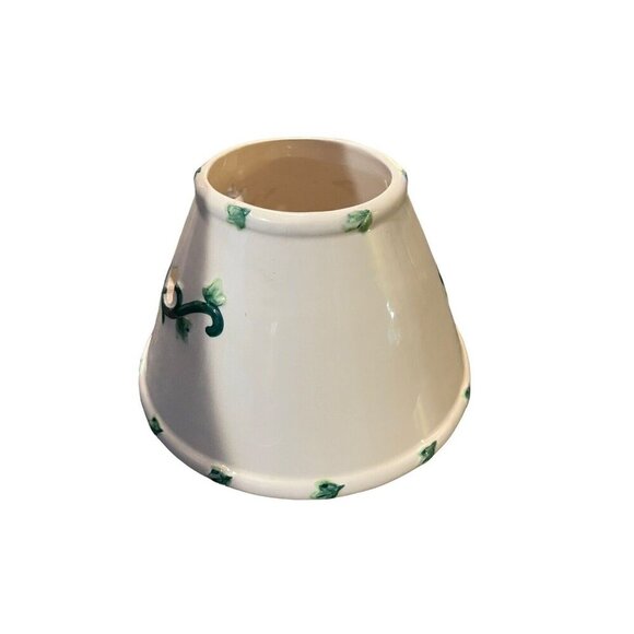 Candle Shade Ivory with Green Vines & Leaves Ceramic Jar Candle Topper Shade - Picture 3 of 8